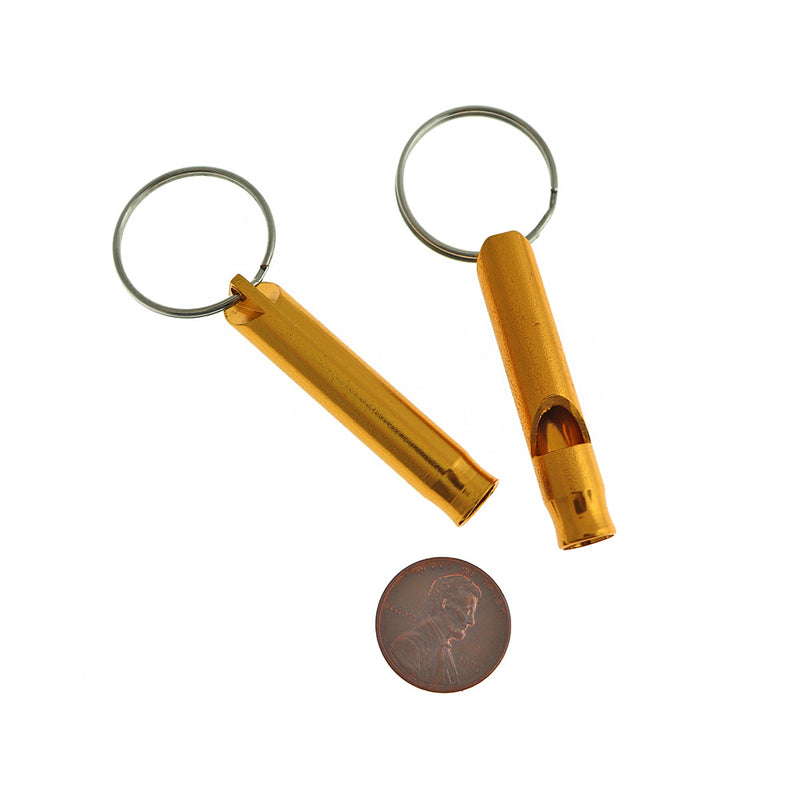 Gold Aluminum Whistles - 4 Pieces - Z316