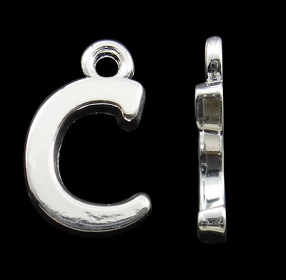 BULK 20 Lettre C Alphabet Silver Tone Charms - SC2338