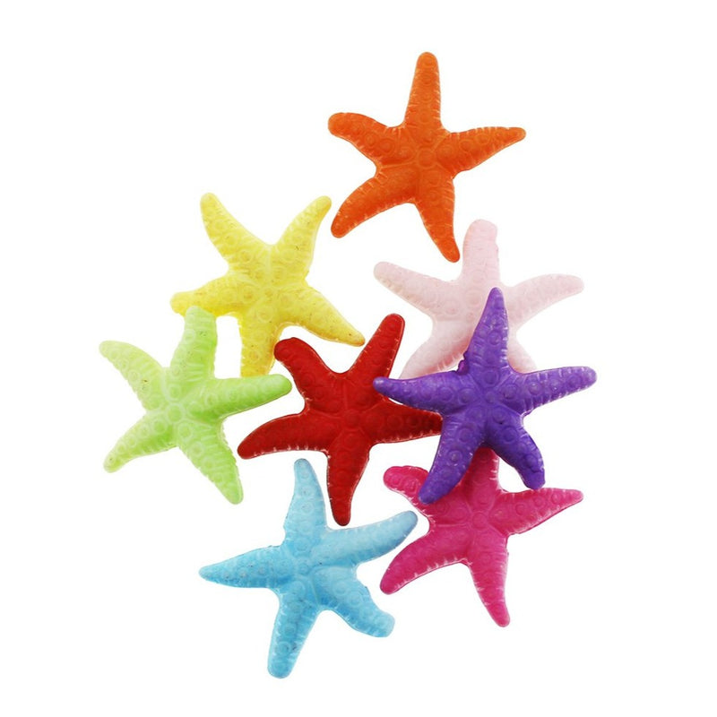 25 Starfish Acrylic Charms Assorted Colors - K169