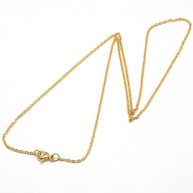 Collier Chaîne Câble Acier Inoxydable Doré 18" - 1mm - 10 Colliers - N064