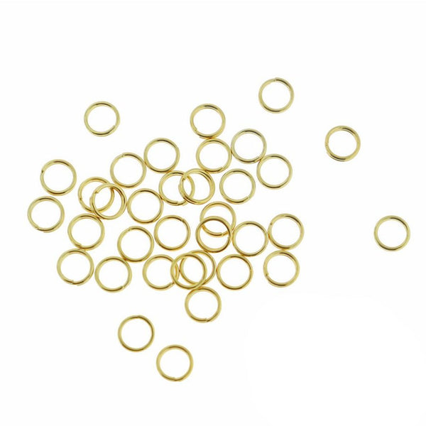Gold Stainless Steel Split Rings 6mm x 1mm - Open 18 Gauge - 10 Rings - SS091