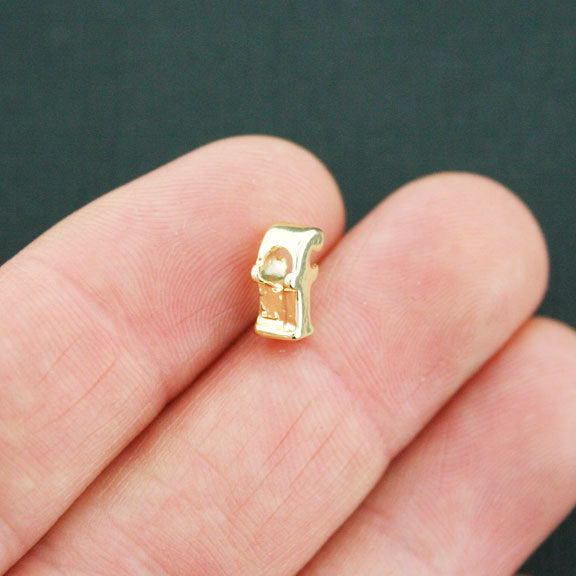 SALE Letter F Spacer Beads 9mm x 4mm - Gold Tone - 4 Beads - GC670