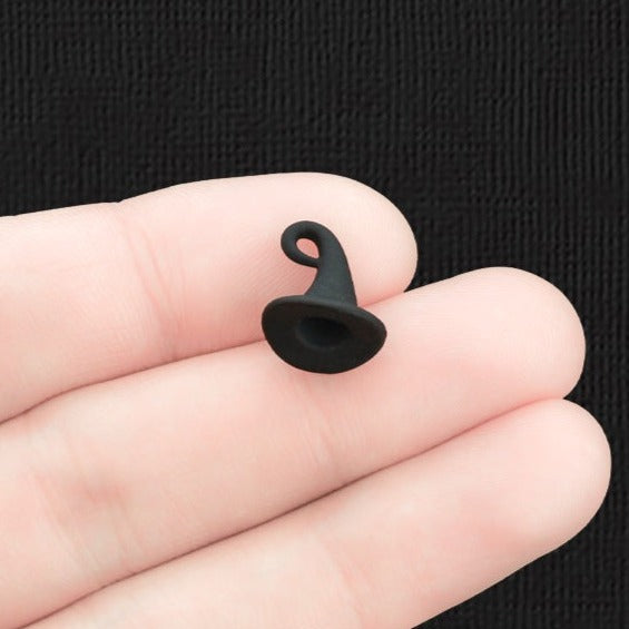 4 Witch Hat Black Enamel Charms 3D - E1488