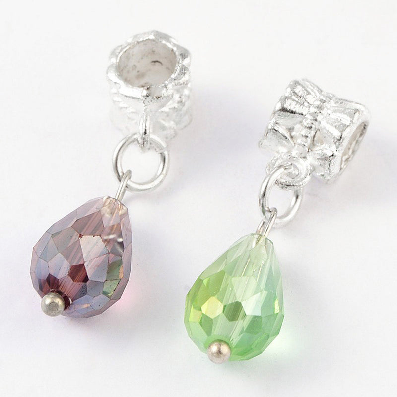 5 Assorted Drop Bead Silver Tone Charms ‚Äì Z104