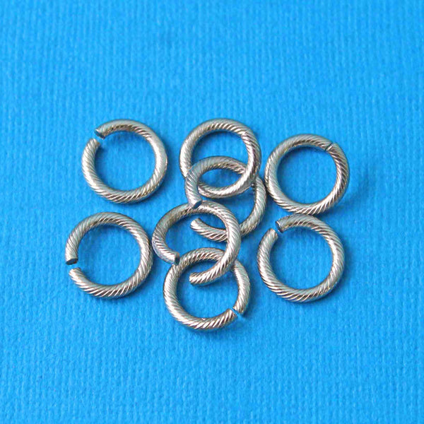 Stainless Steel Jump Rings 12.5mm x 2mm Braided Texture - Open 12 Gauge - 20 Rings - SS013