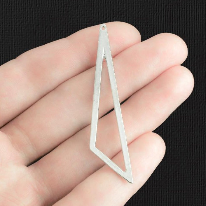 4 Triangle Silver Tone Charms 2 Sided - SC1531