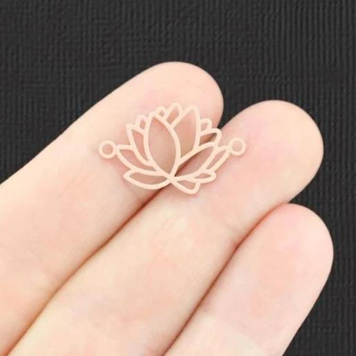 5 Lotus Flower Connector Enamel Charms 2 Sided - E873
