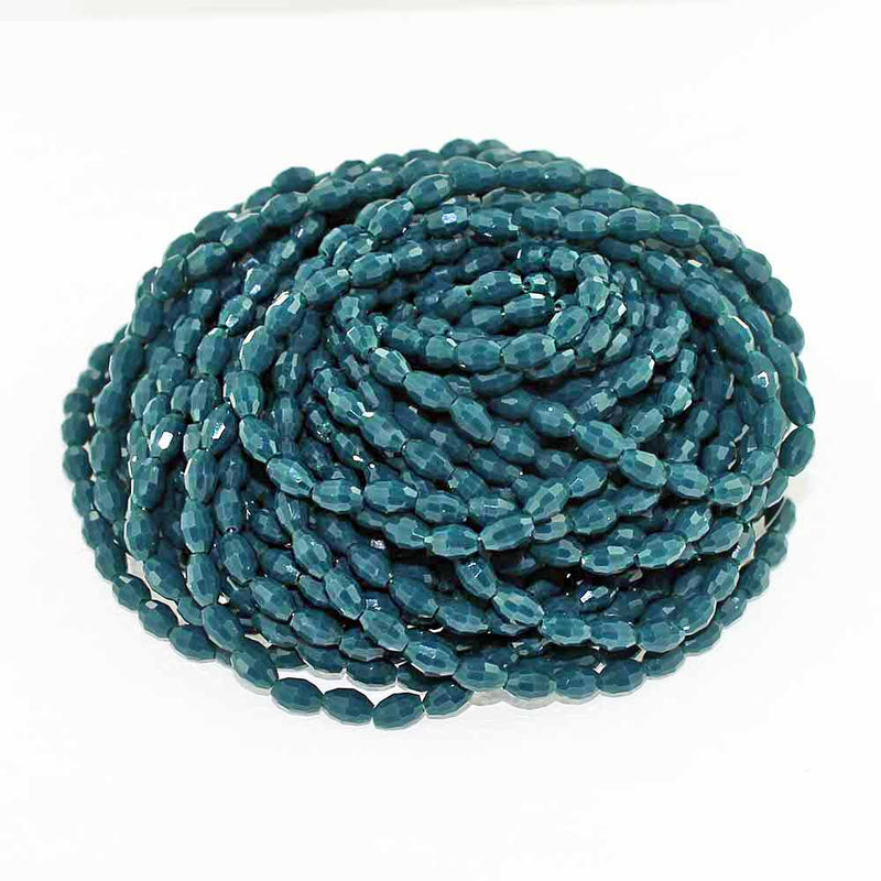 Faceted Glass Beads 6mm x 4mm - Slate Blue - 1 Strand 72 Beads - BD1055