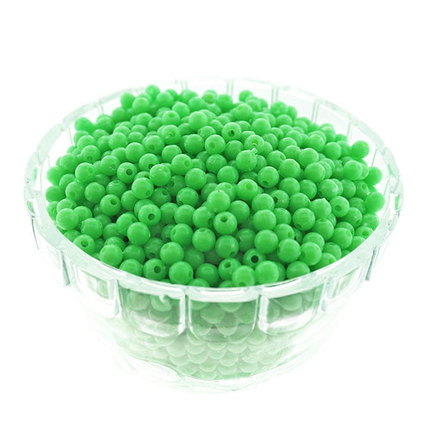 Round Resin Beads 6mm - Lime Green - 50 Beads - BD2210