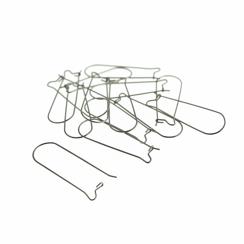 Stainless Steel Earrings - Kidney Style Hooks - 39mm x 13mm - 4 Pieces 2 Pairs - FD320