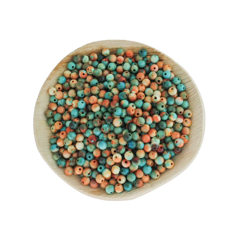 Perles de jade synthétique rondes 4mm - Sud-ouest - 1 brin 96 perles - BD897