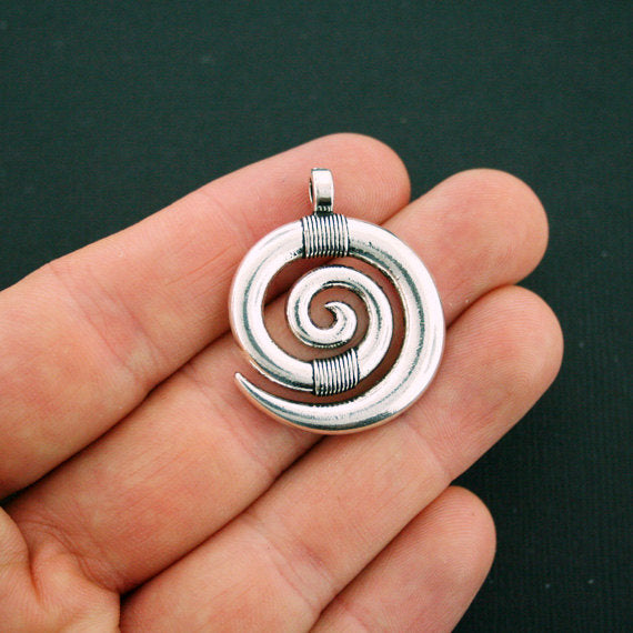 2 Spiral Antique Silver Tone Charms - SC5712