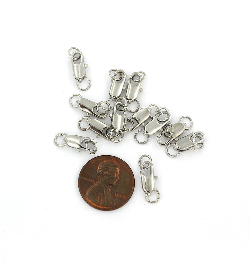Silver Tone Lobster Clasps 12mm x 6mm - 6 Clasps - FD392