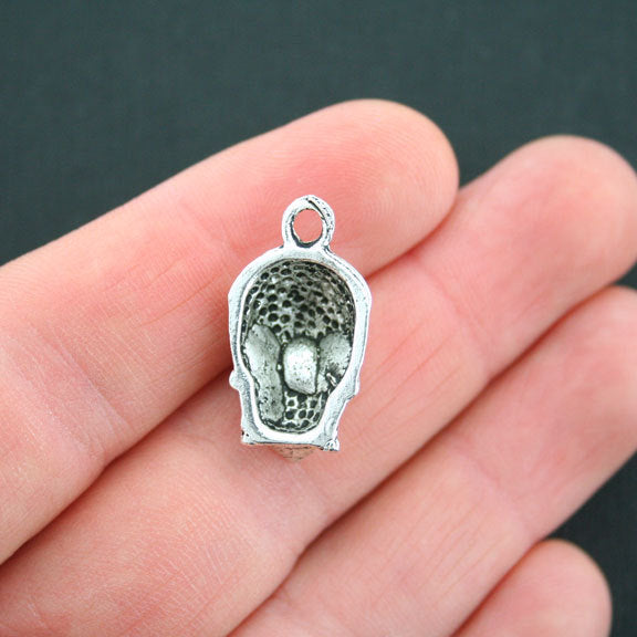 4 Skull Antique Silver Tone Charms - SC5037