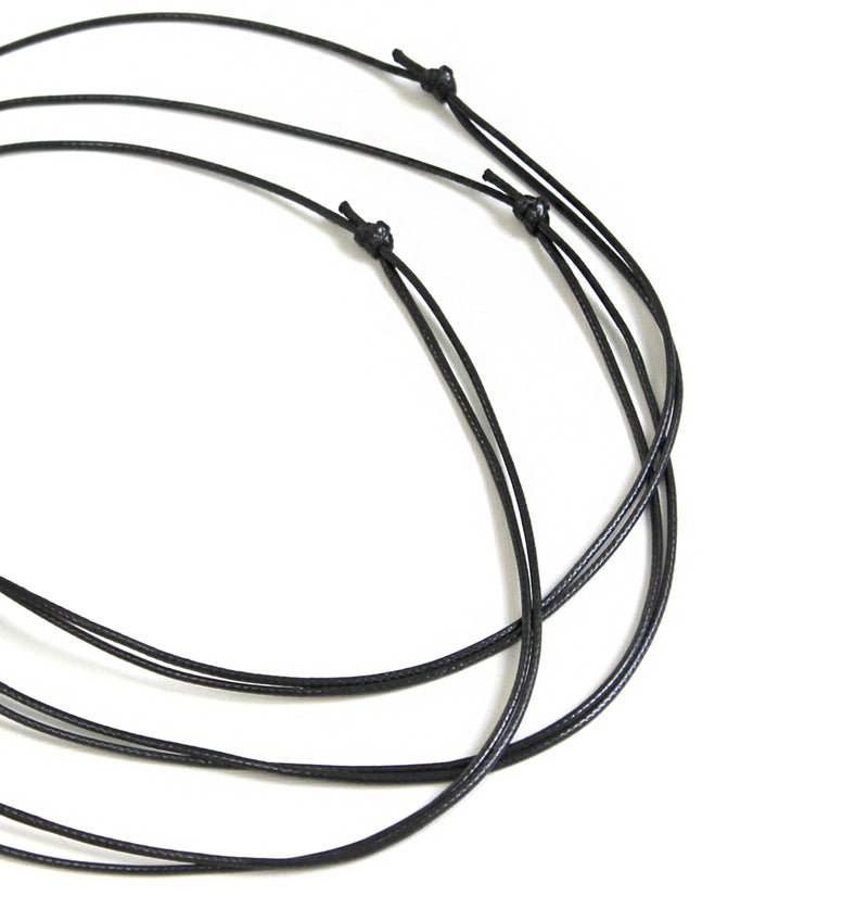Black Adjustable Wax Cord Necklaces 15" - 2.5mm - 4 Necklaces - N345