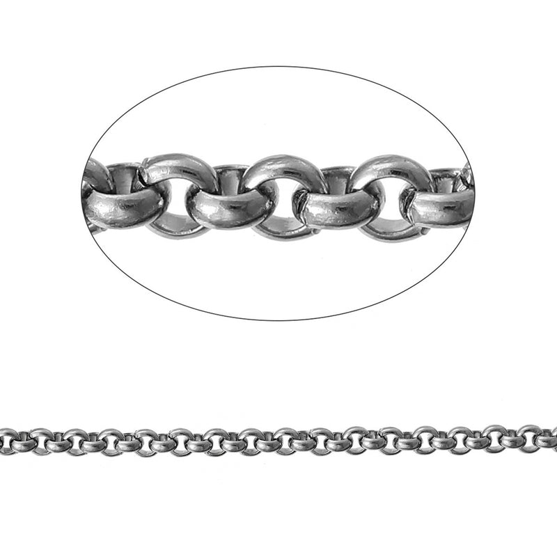 BULK Stainless Steel Rolo Chain 3Ft - 2.3mm - FD292