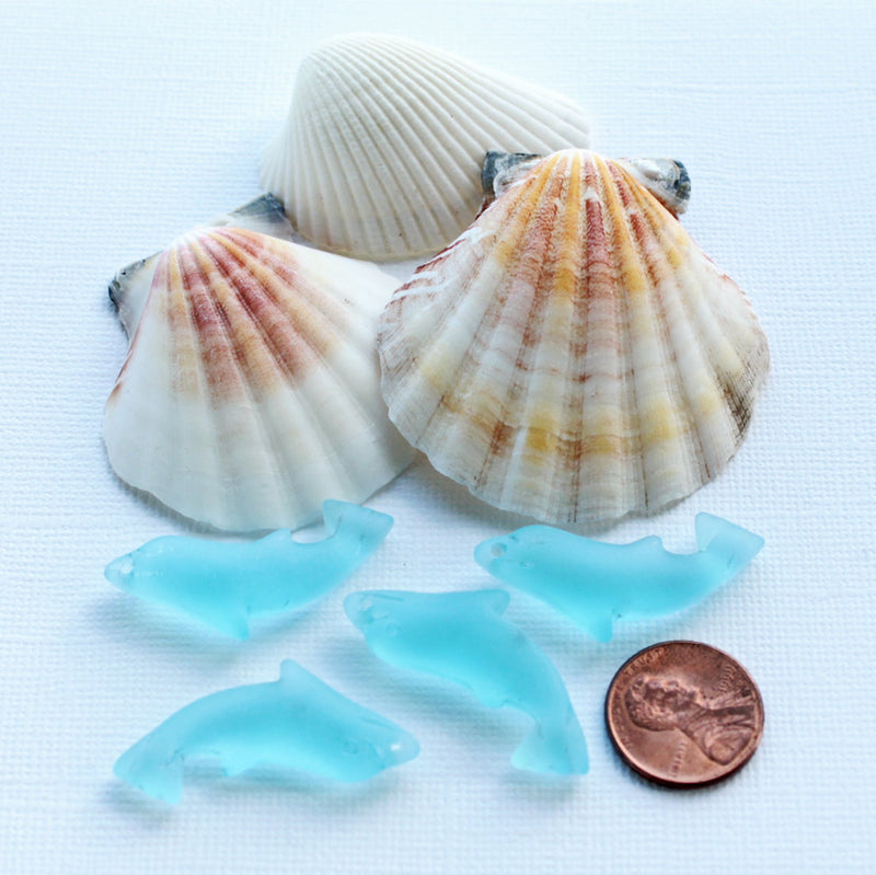 Blue Dolphin Cultured Sea Glass Charm - U035