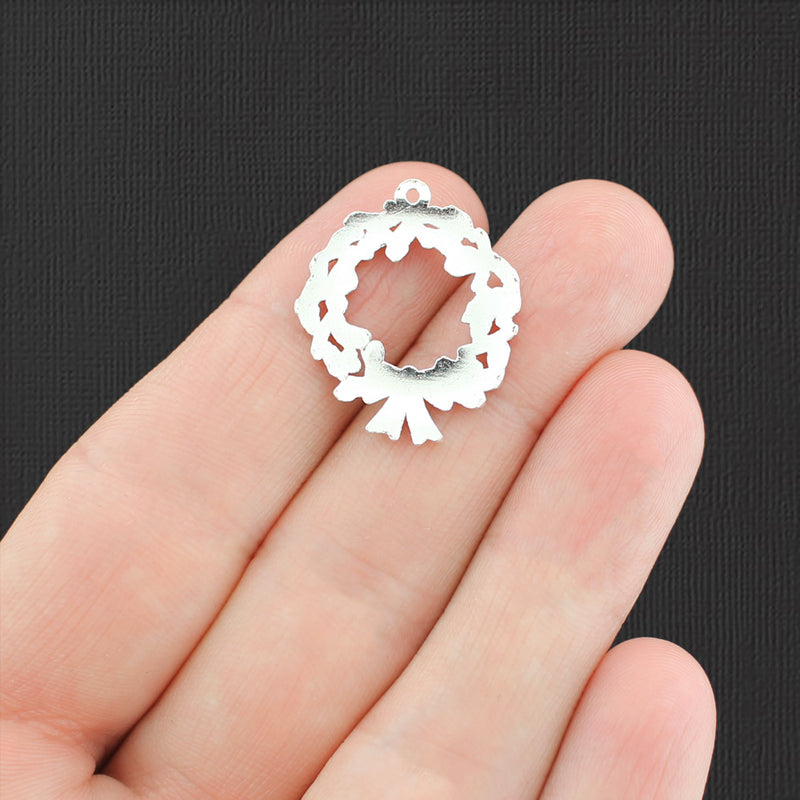 8 breloques de ton argent antique couronne de Noël - SC6702