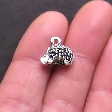 4 Hedgehog Antique Silver Tone Charms 3D - SC816