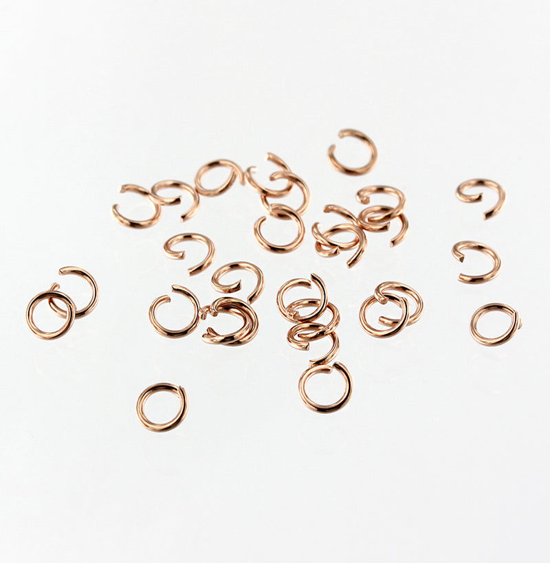 Anneaux de jonction en acier inoxydable or rose 5 mm x 0,8 mm - Calibre 20 ouvert - 50 anneaux - SS058