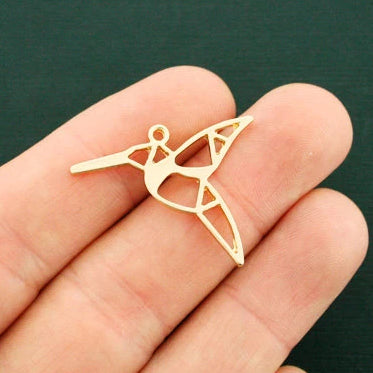 4 breloques origami colibri doré - GC1071