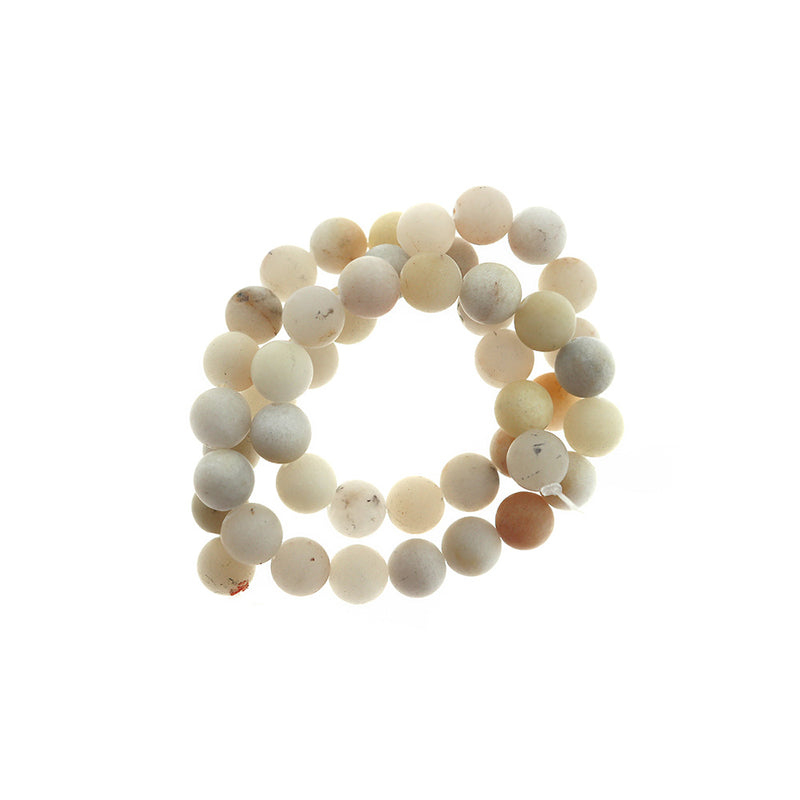 Round Natural Jade Beads 8mm - Frosted Sandy Beige - 1 Strand 46 Beads - BD277