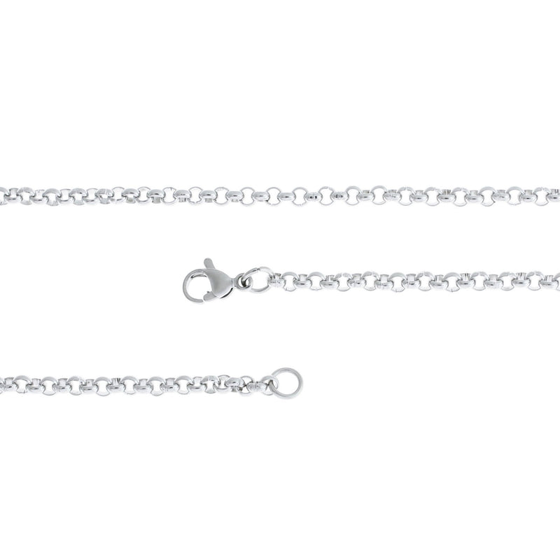 Stainless Steel Rolo Chain Necklace 18" - 3mm - 10 Necklaces - N078