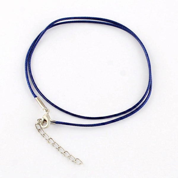 Marine Blue Wax Cord Necklaces 18.7" - 2mm - 5 Necklaces - N225