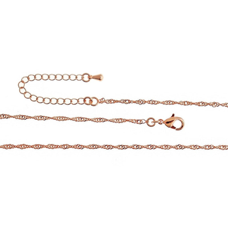 Rose Gold Brass Twisted Sequin Chain Necklace 18" Plus Extender - 1.5mm - 1 Necklace - N818