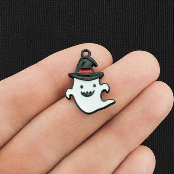 5 Ghost Black Enamel Charms - E1141