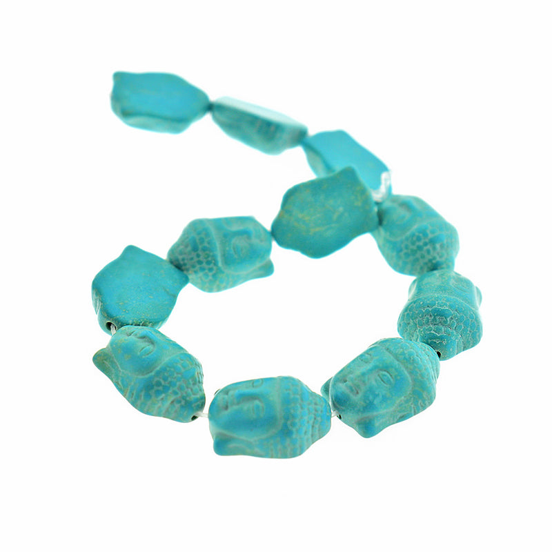 Buddha Synthetic Turquoise Beads 15mm x 13mm - Turquoise - 1 Strand 12 Beads - BD2299