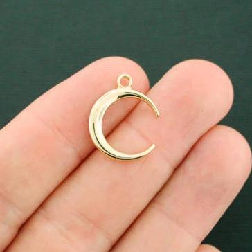 4 Crescent Moon Gold Tone Charms - GC1206
