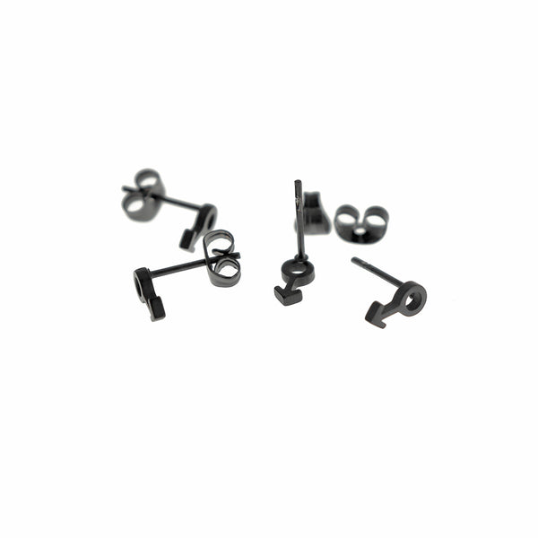 Boucles d'oreilles en acier inoxydable ton noir - clous de symbole féminin - 10 mm x 8 mm - 2 pièces 1 paire - ER313