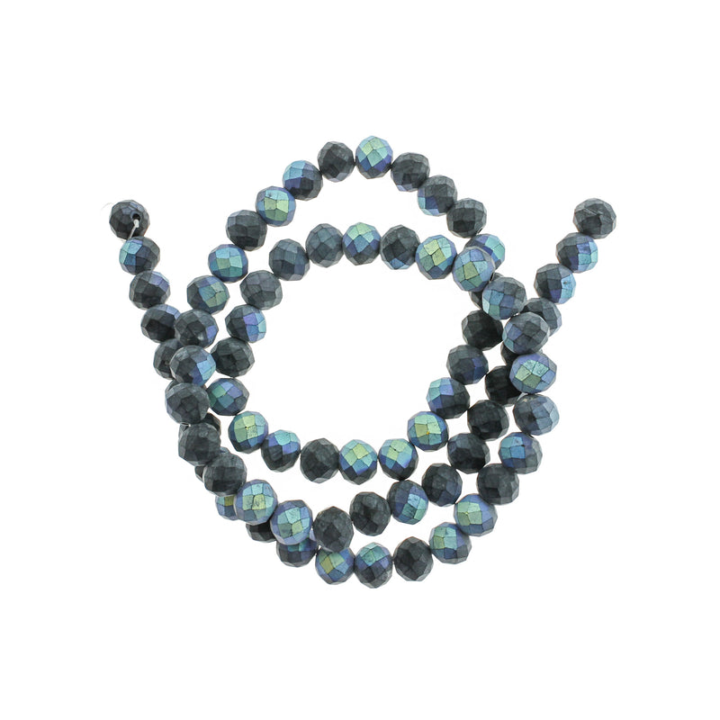 Perles de Verre à Facettes 10mm x 7mm - Bleu Marine - 1 Rang 72 Perles - BD2702
