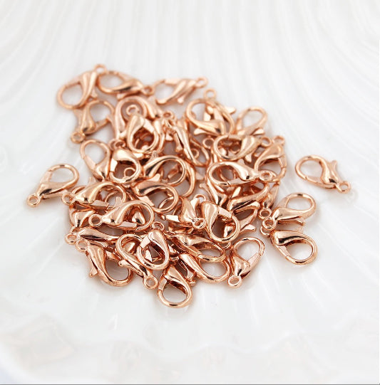 Rose Gold Tone Lobster Clasps 12mm x 7mm - 10 Clasps - FF248