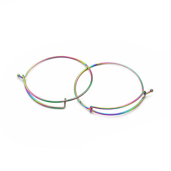 Rainbow Electroplated Stainless Steel Hook Bangle 61mm ID - 1.6mm - 1 Bangle - N632