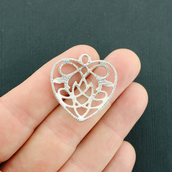 4 Celtic Knot Heart Silver Tone Charms - SC3143