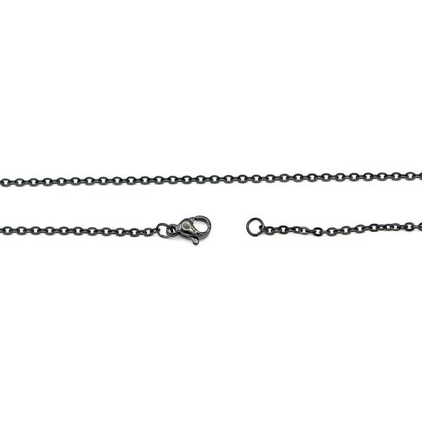 Gunmetal Black Stainless Steel Cable Chain Necklaces 18" - 1.5mm - 5 Necklaces - N742