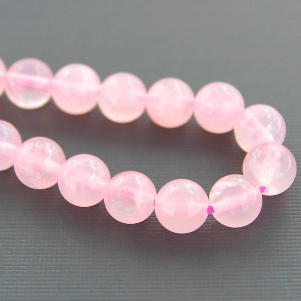 Perles rondes en quartz rose naturel 6 mm - Rose pétale - 1 rang 63 perles - BD1492