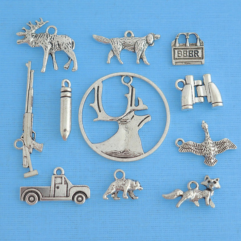 Hunting Charm Collection Antique Silver Tone 11 Different Charms - COL123