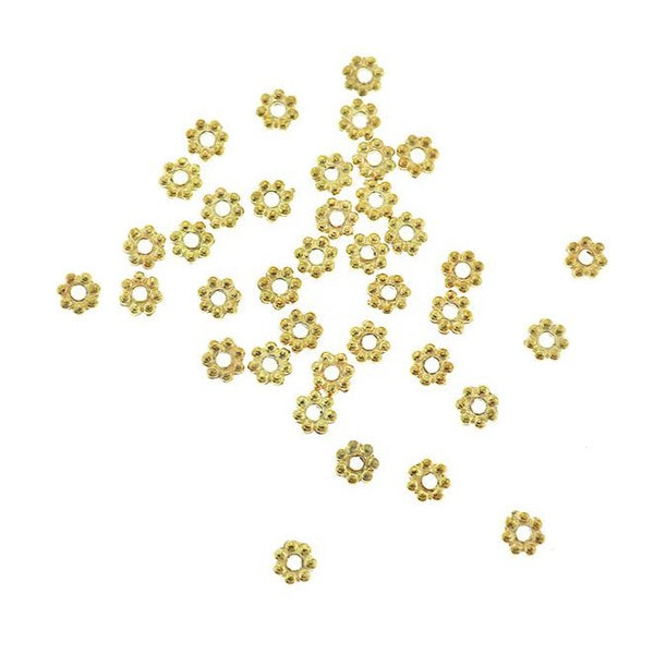 Daisy Spacer Beads 5mm - Gold Tone - 100 Beads - GC953