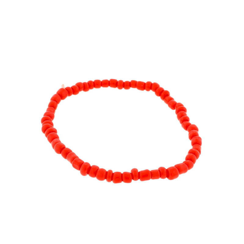 Bracelet Perles de Verre Graines - 65mm - Rouge - 1 Bracelet - BB107