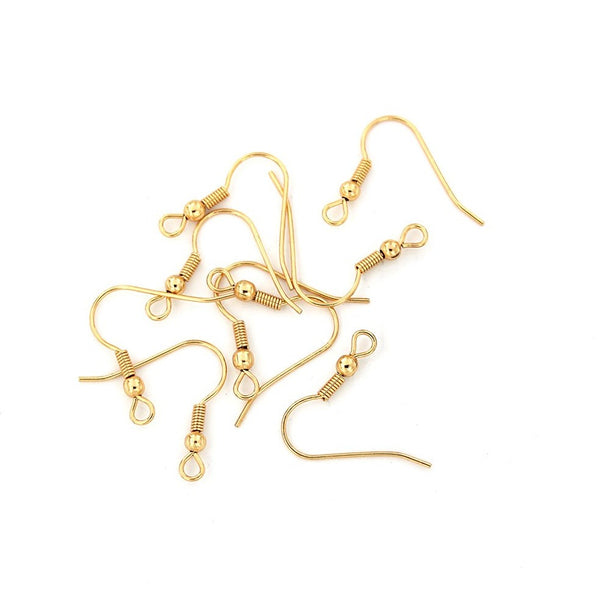 Boucles d'oreilles en acier inoxydable doré - Crochets de style français - 20 mm x 20 mm - 10 pièces 5 paires - MT727