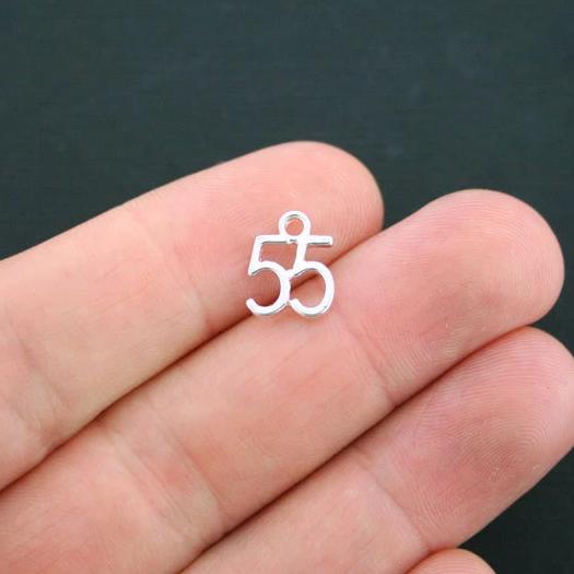 4 Number 55 Silver Tone Charms - SC3863
