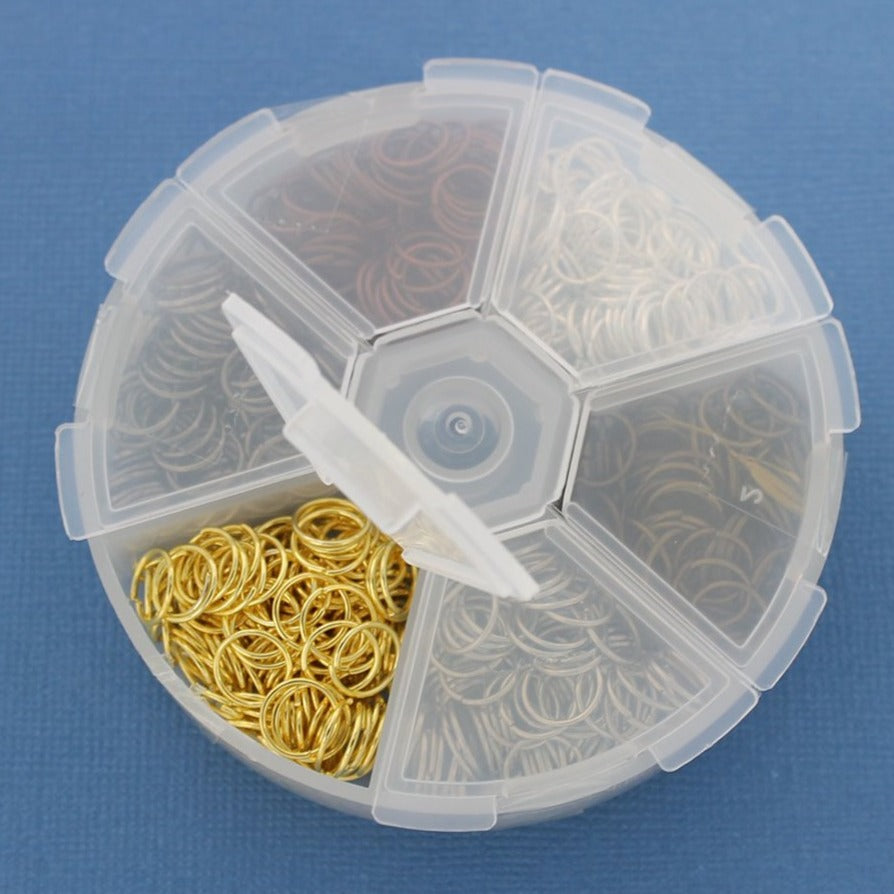 8mm Jump Rings with Six Assorted Finishes in Handy Storage Box - STARTER10