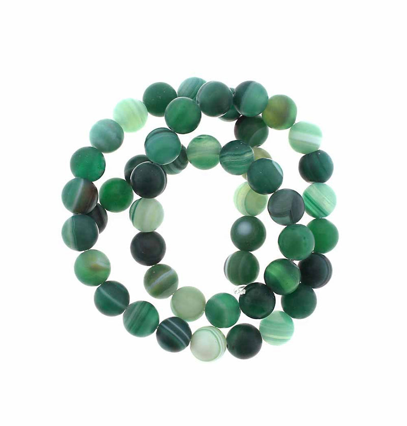 Perles rondes en pierres précieuses d'agate naturelle 8 mm - Nuances de vert émeraude - 1 brin 48 perles - BD415