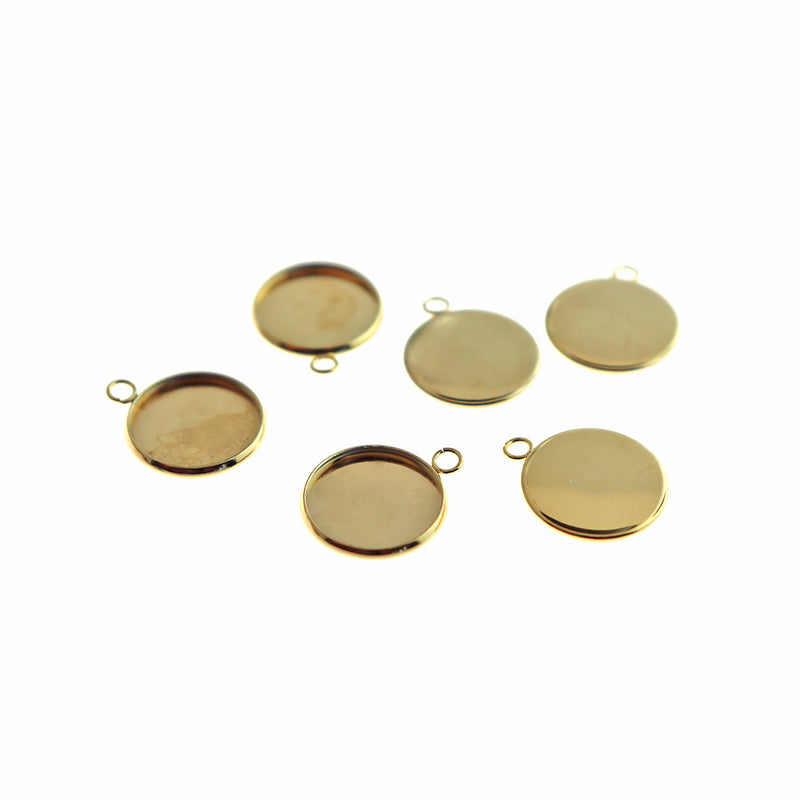 Gold Stainless Steel Cabochon Settings - 16mm Tray - 4 Pieces - CBS031