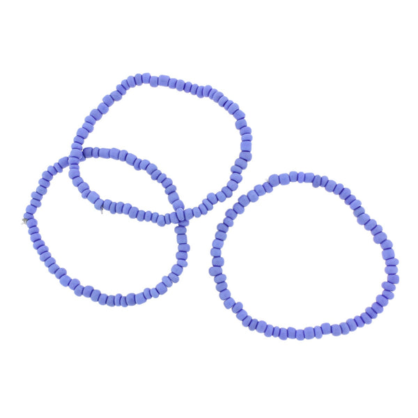 Seed Glass Bead Bracelets - 65mm - Periwinkle Blue - 5 Bracelets - BB097
