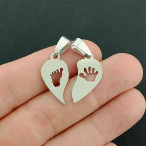 SALE Mother Child Silver Tone Stainless Steel Charms 2 Piece Set - MT190