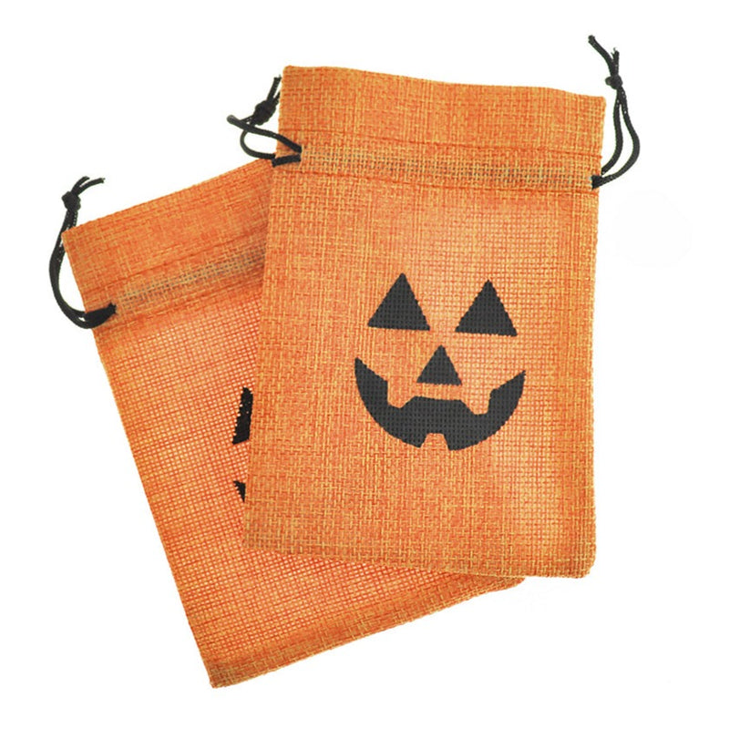 2 Drawstring Bags 14cm x 10cm Jack-O-Lantern Pouch - TL260